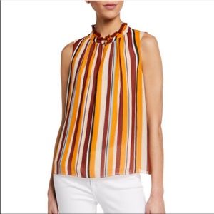 FRAME Sleeveless Silk Stripe Blouse